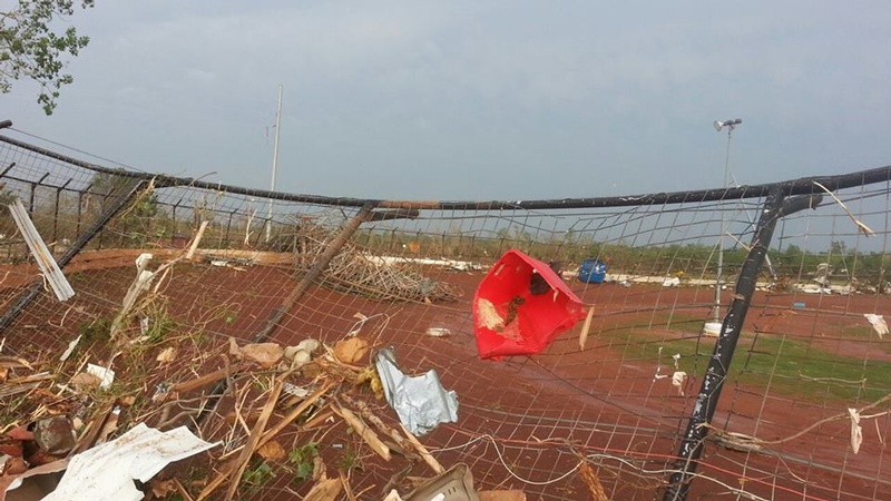 Photo from turn 4 looking into turn 3 - massive pile of wood was pit grandstand